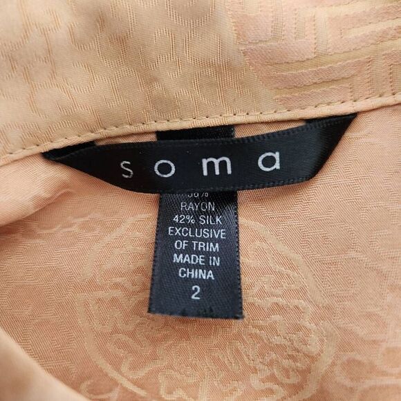 Soma intimates 2 women's vintage 90s cream silky tunic embroidered floral - Picture 4 of 6